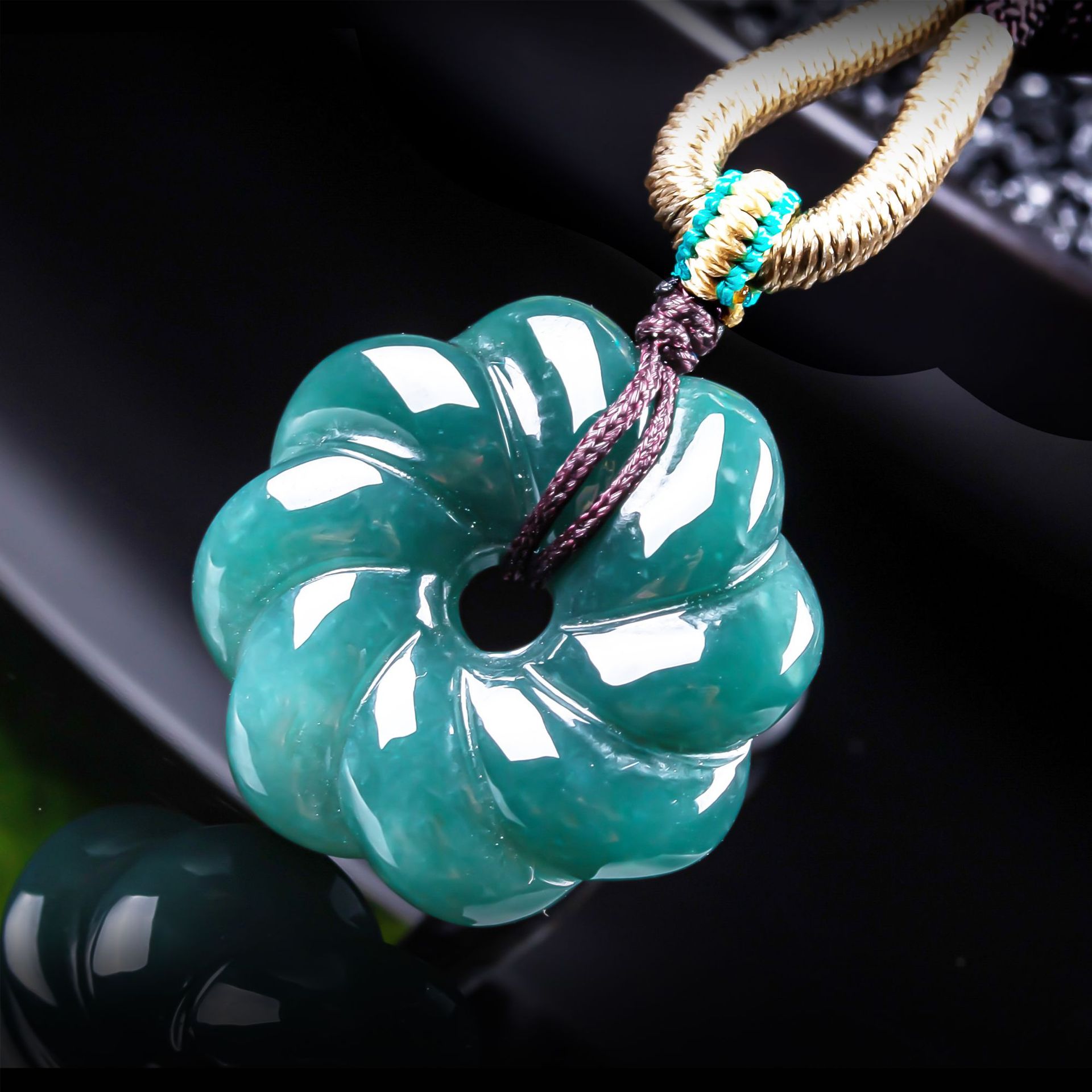Women'S Fashion - Natürlicher burmesischer Jadeit-Blumenanhänger Halskette Accessoires Edelstein-Talismane