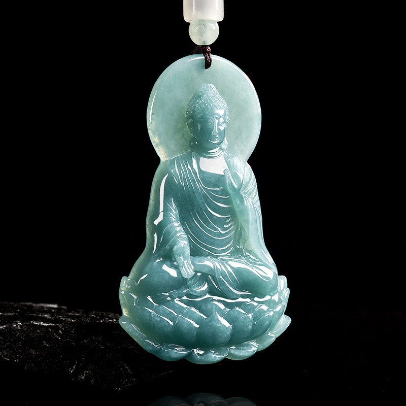 Women'S Fashion - Natürliche burmesische Jadeit-Buddha-Anhänger-Halskette, modischer Schmuck aus