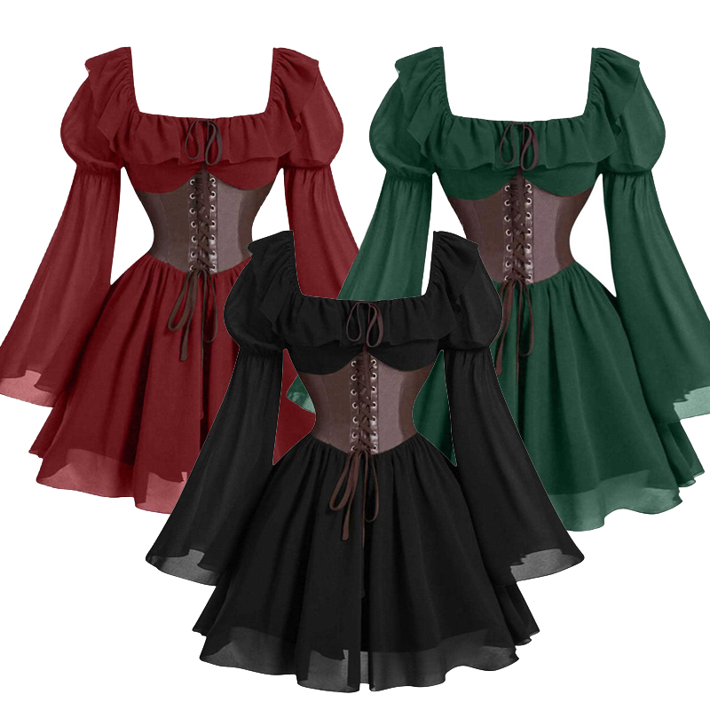 Women'S Fashion Renaissance Period - Neue mittelalterliche Renaissance-Periode langärmeliges Damenkleid mit