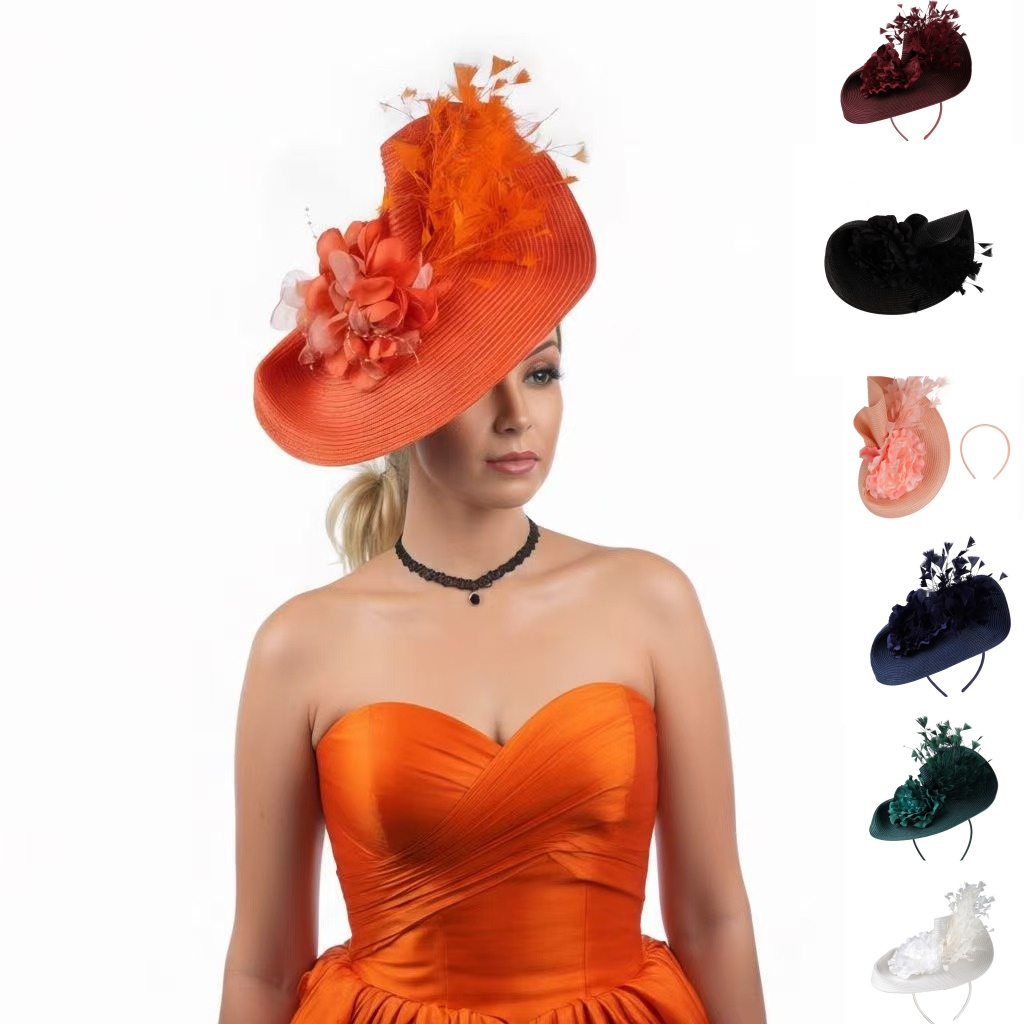Women'S Fashion Kentucky Derby - 2026 Extravaganter Stroh-Feder-Fascinator-Hut für Teepartys, Kentucky-Hut,