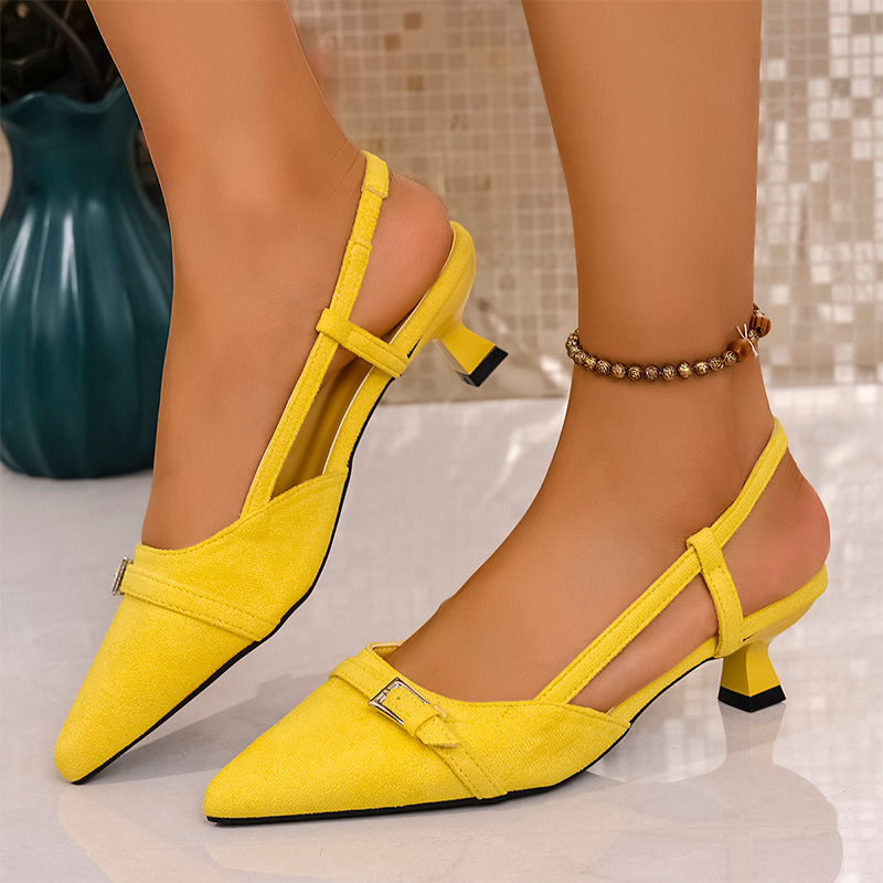 Women'S Fashion Spring 2025 - Modische gelbe High-Heels-Sandalen für Damen, Schnallen-Dekor,