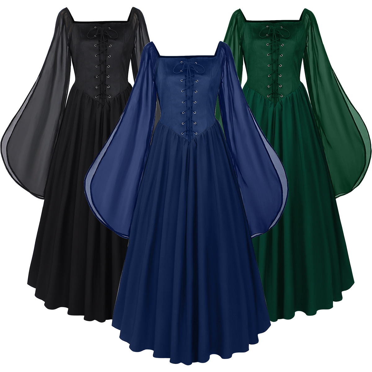 Women'S Fashion Renaissance Period - Mittelalterliches Kleid Renaissance-Ära Mittelalterliches Langarm-Kleid für