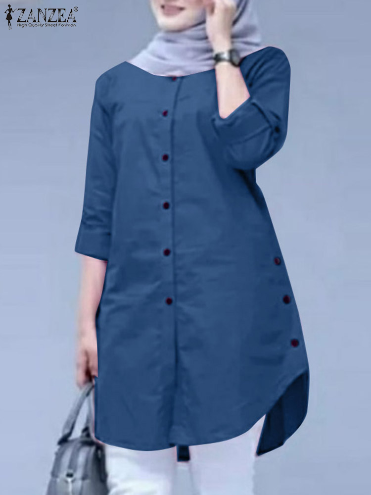 Turkey Women Fashion - 2026 ZANZEA Frühlingshemd Modische Damen O-Ausschnitt