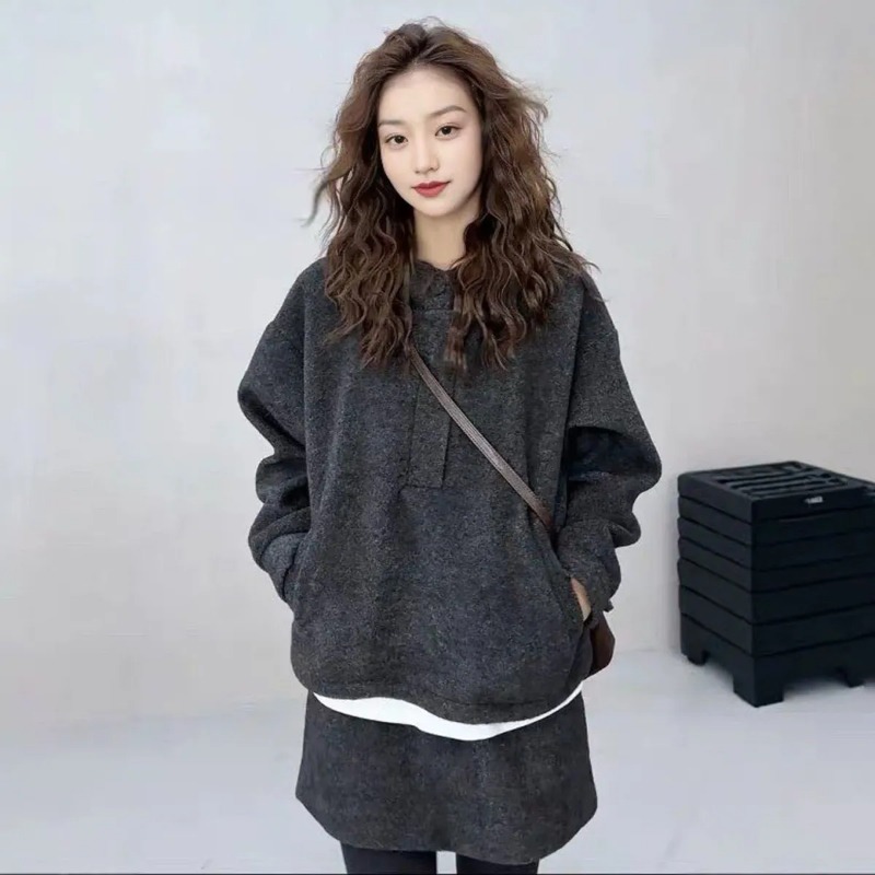 Women'S Fashion Petite - Damen Koreanischer Stil Winter Wollmischung Zweiteiler