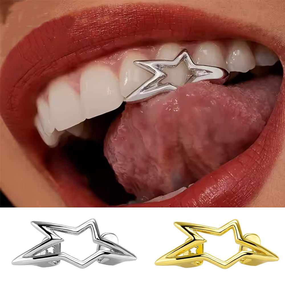 Women'S Fashion Visor - YOUNGX Cyber Punk Unregelmäßige Hohlstern-Zahnkappen für