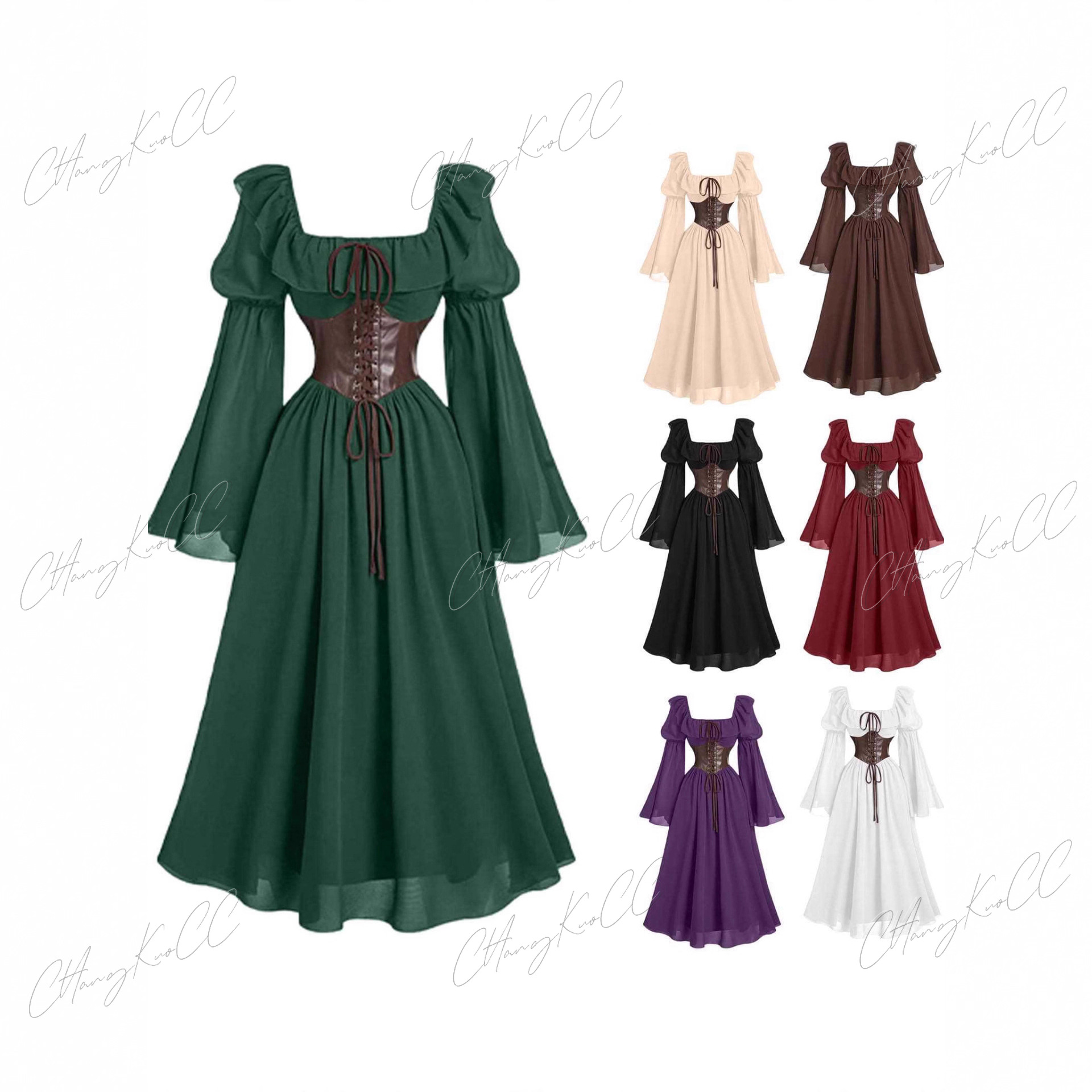 Women'S Fashion Renaissance Period - Renaissance-Zeit mittelalterliches neues langärmeliges Damenkleid mit