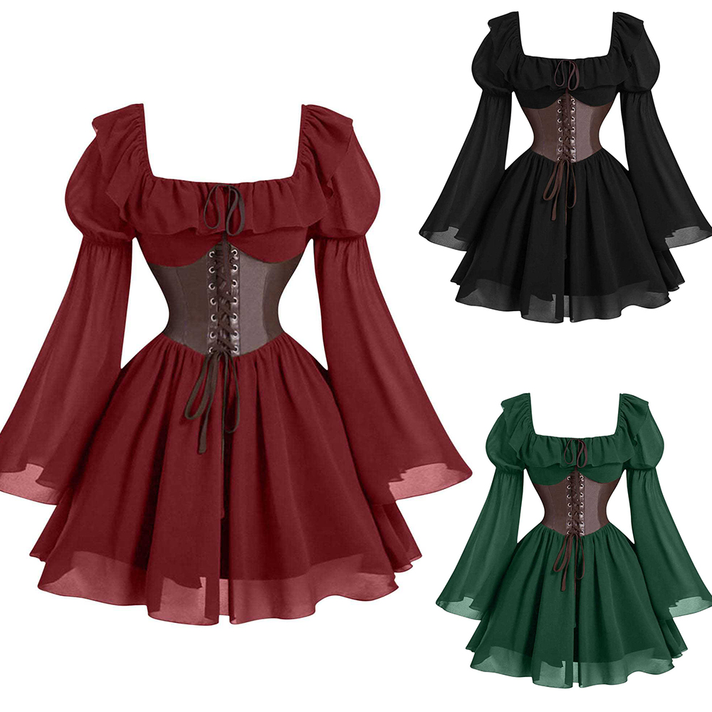 Women'S Fashion Renaissance Period - Renaissance-Periode mittelalterliches neues langärmeliges Damenkleid mit