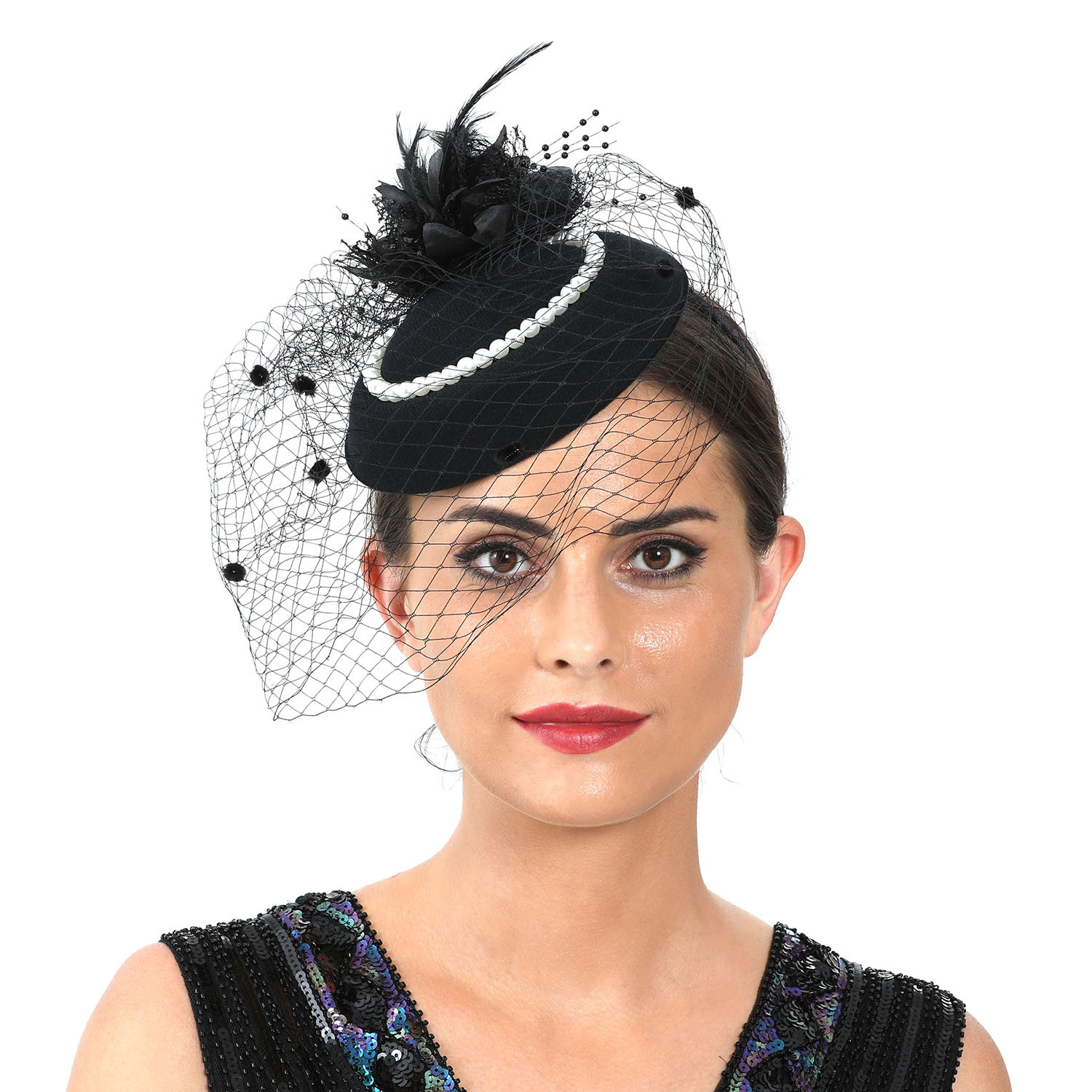 Women'S Fashion Kentucky Derby - Frauen Feder Fascinator Hut mit Schleier,