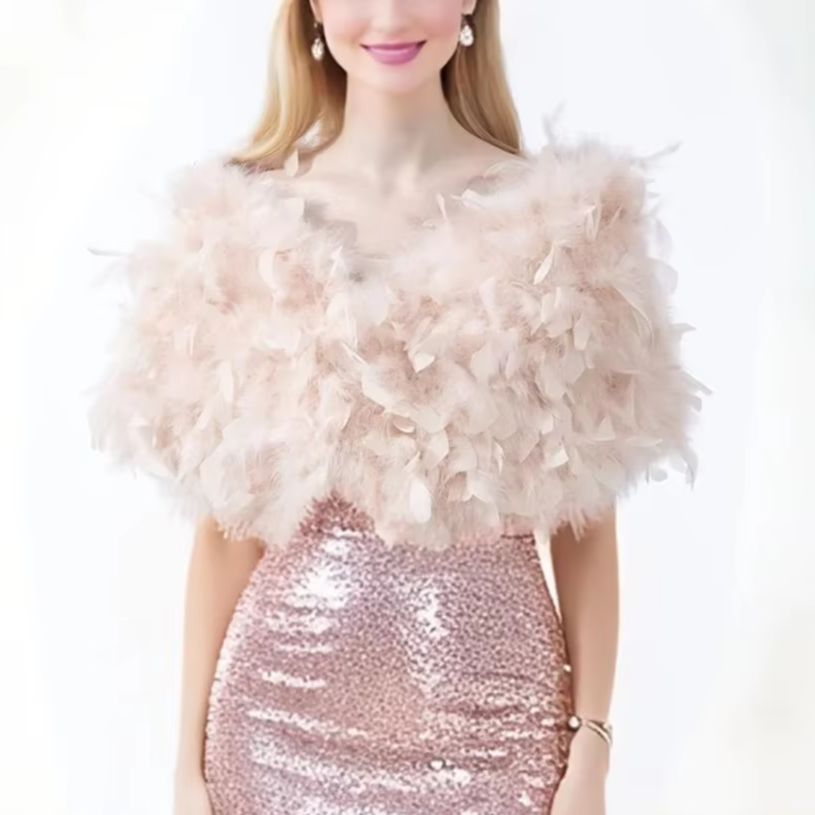 Turkey Women Fashion - Echter Truthahn Feder schal mit Blume,