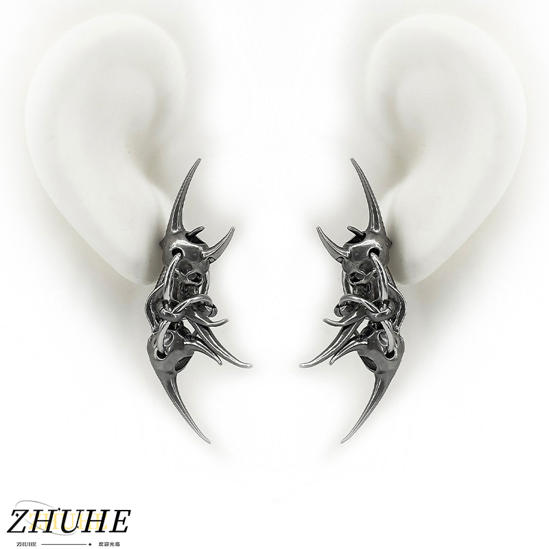 Edgy Demon Horn Totenkopf Ohrr – Women'S Fashion Edgy Bewertung und Preis